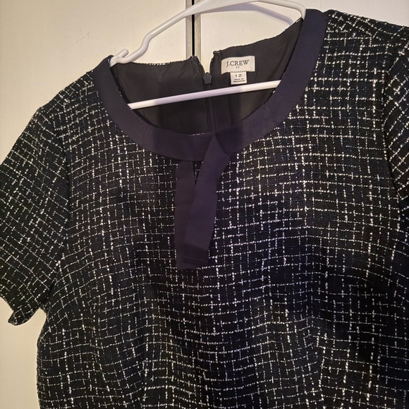 J Crew Womens Navy Blue & White Bowtie Tweed Short Sleeve A-line Preppy Dress 12 - Picture 7 of 8